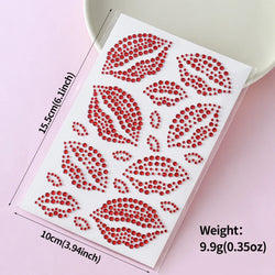 1PC Sexy Red Lips Rhinestone Iron-On Patches Waterproof Body Art Temporary Tattoo for Men Women Long Lasting Neck Funny Couple * (ONLINE ORDER ONLY)