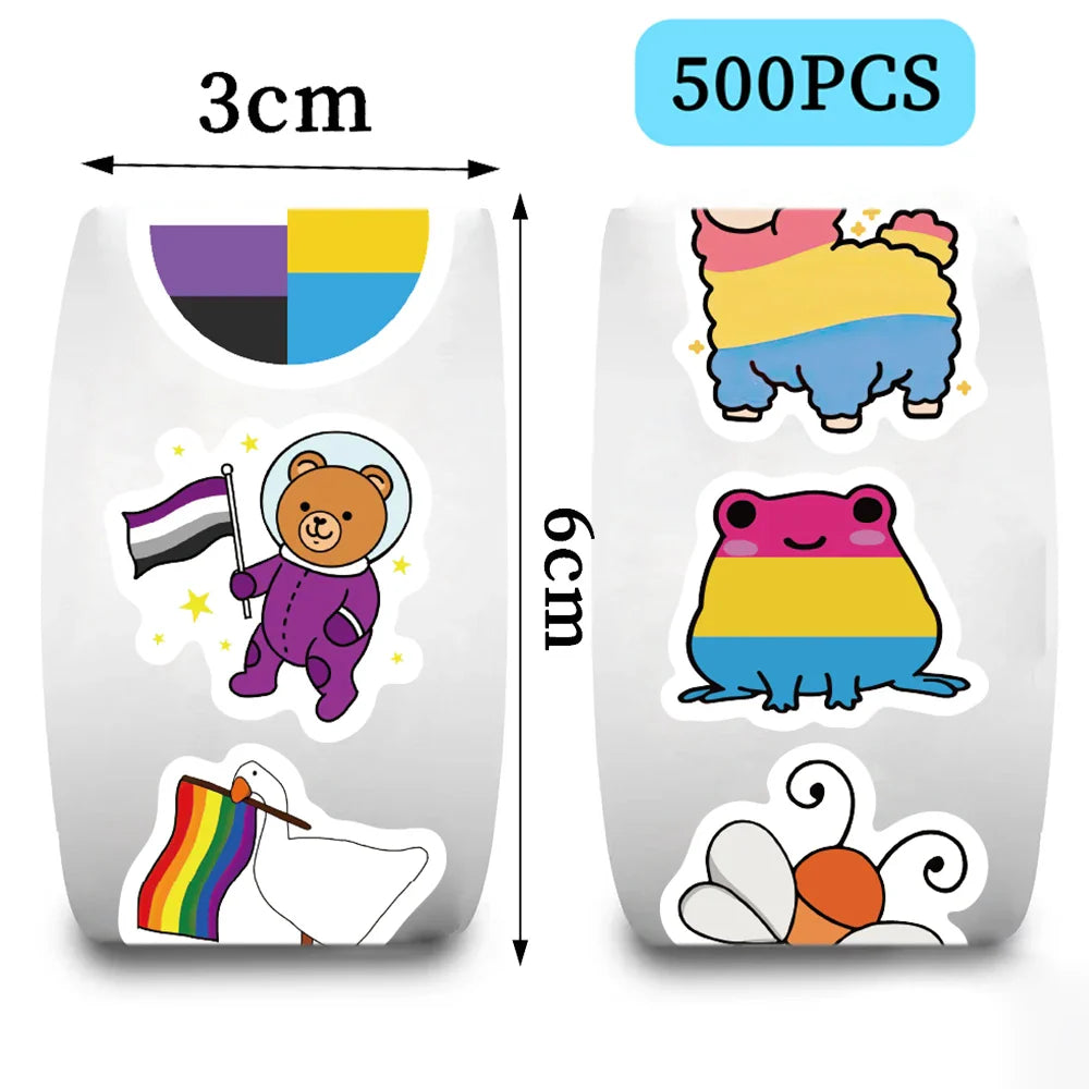 500pcs Rainbow LGBTQ Stickers Roll for Kids for School Reward Decals Students Teachers Cute Animals Stickers Labels (ONLINE ORDER ONLY)