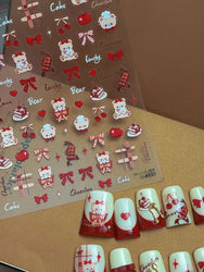 Bowknot Bear Cake Chocolates Food Star Cherry Apple Cook Love Heart Adhesive Nail Art Sticker Rhinestone Reliefs Manicure Decal (ONLINE ORDER ONLY)