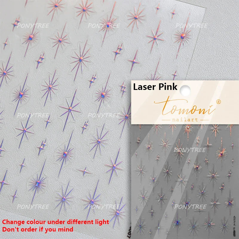 Star Moon Love Heart Curved Line Arc Dreamy Necklace Hanging in The Air Starry Night Adhesive Nail Art Stickers Manicure Decals (ONLINE ORDER ONLY)