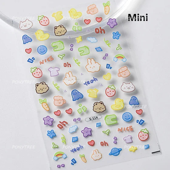 Cute Duck Pear Bowknot Mini Flower Duckling Line Bow Photo Frame Seal Stamp Figure Self Adhesive Nail Art Sticker Manicure Decal (ONLINE ORDER ONLY)