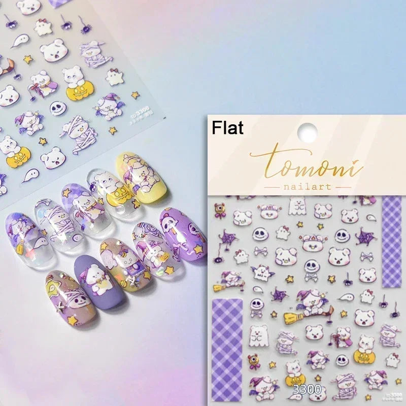 Cat Eye Shiny Blue Purple Spider Cross Love Heart Star Snake Web Jelly Thrilling Nail Art Stickers Manicure Decals Halloween (ONLINE ORDER ONLY)