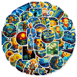 Van Gogh Starry Night Art Stickers for Phone Laptop Luggage Skateboard Decals 10/30/50PCS (Online Order Only)