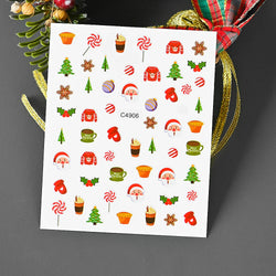 Christmas Greenery Nail Stickers Xmas Holly Animal Penguin Candy Winter Sliders Decor 2024 Holiday Decals Manicure Tips Foils *& (ONLINE ORDER ONLY)