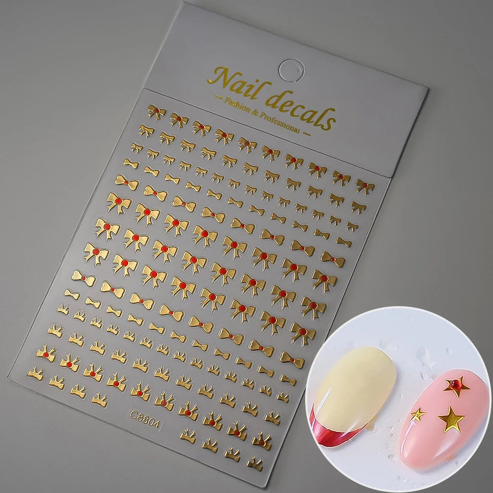 1 Sheet Star Nail Art Stickers 3d Self Adhesive Nail Decals Black White Golden Silver Color Star Design Nail Supplies Accessory (ONLINE ORDER ONLY)