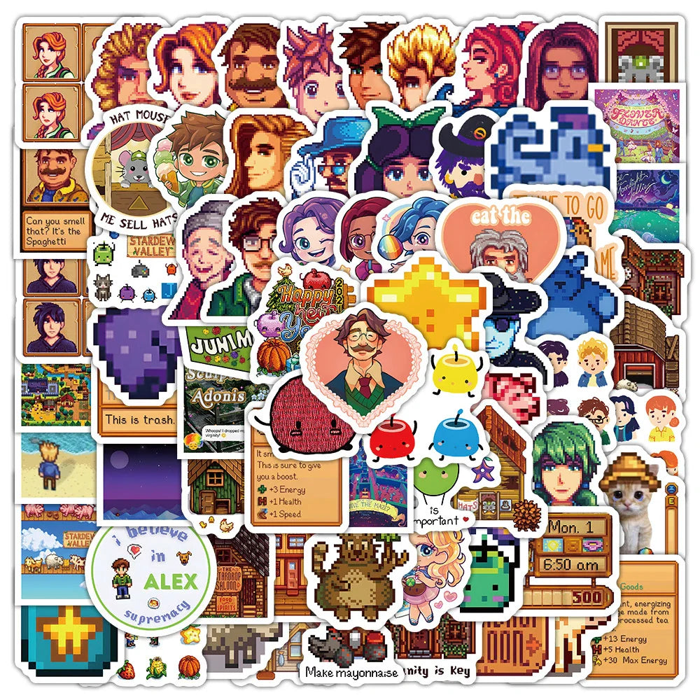 Stardew Valley Cartoon Stickers Decals for Laptop, Luggage, Car, Bike, Fridge, Kids - 10/30/50/100pcs (ONLINE ORDER ONLY)