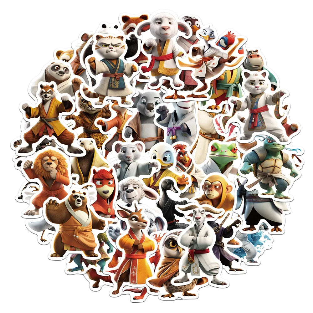 Anime Kung Fu Animal Cartoon Stickers Decal Pack for Laptop, Motorcycle, Luggage, Snowboard, Fridge, Car (ONLINE ORDER ONLY)