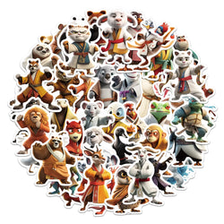 Anime Kung Fu Animal Cartoon Stickers Decal Pack for Laptop, Motorcycle, Luggage, Snowboard, Fridge, Car (ONLINE ORDER ONLY)