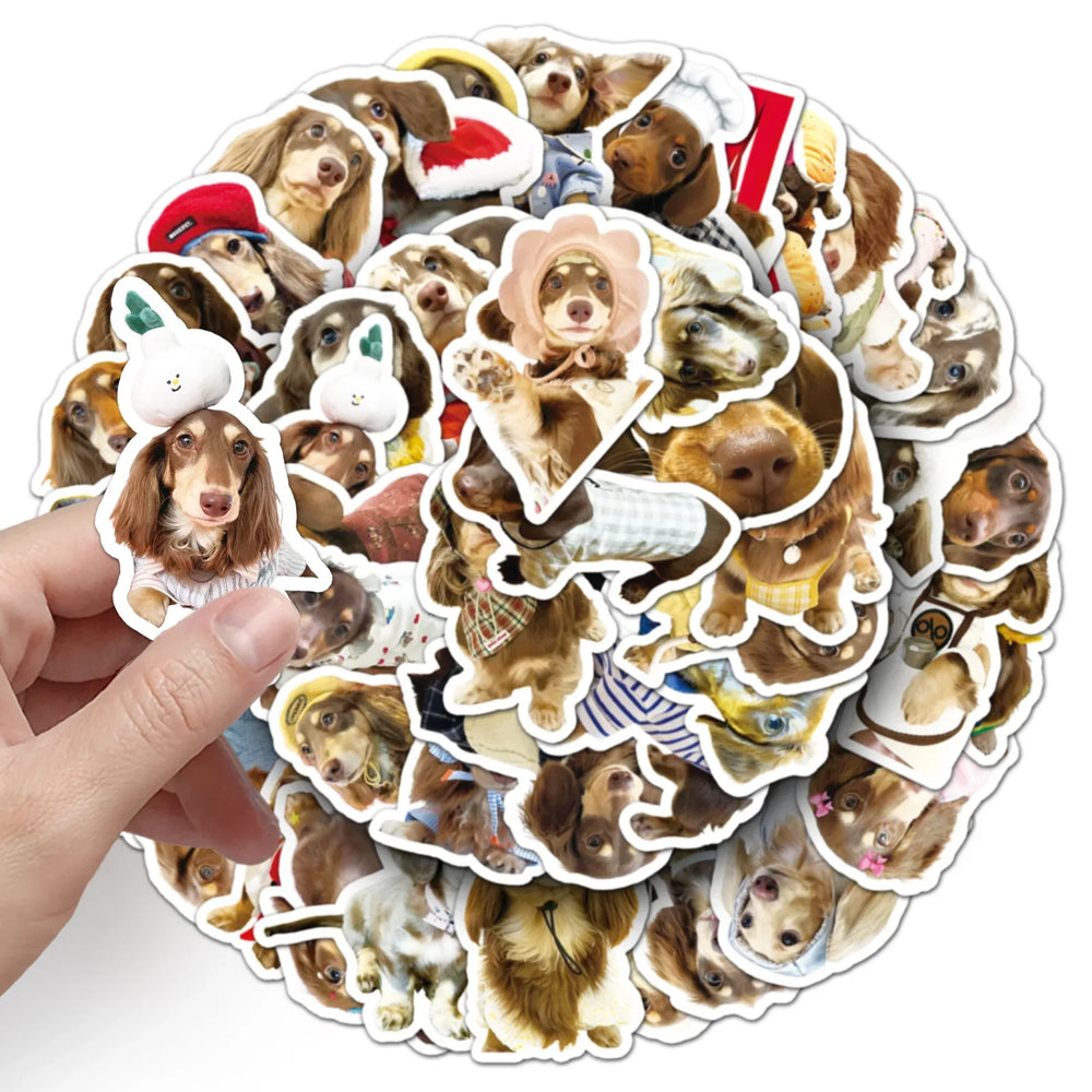 10/30/50PCS Dachshund Dog Stickers Cute Dog Decoration DIY Animal Sticker Luggage Laptop Phone Guitar Car Bike Decals Kids Toys (ONLINE ORDER ONLY)