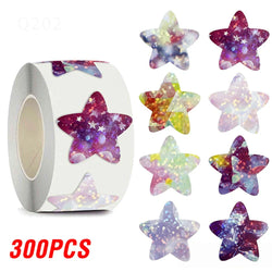 100-500pcs Holographic Star Reward Stickers Corlorful Adhesive Star Stickers Reward Chart Decorative Toy Gifts Sticker Labels (ONLINE ORDER ONLY)