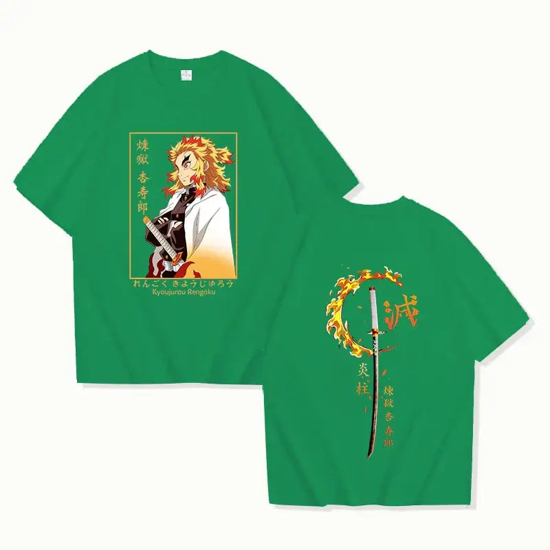 Rengoku Kyoujurou Printed Tee Shirt Demon Slayer (ONLINE ORDER ONLY)