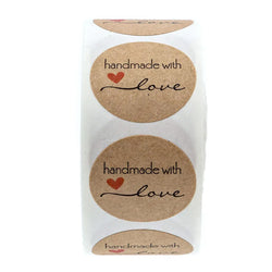 100-500pcs Kraft Paper Sticker Homemade With Love Stickers Scrapbooking For Envelope And Package Seal Labels Stationery Handmade (Online Order Only)