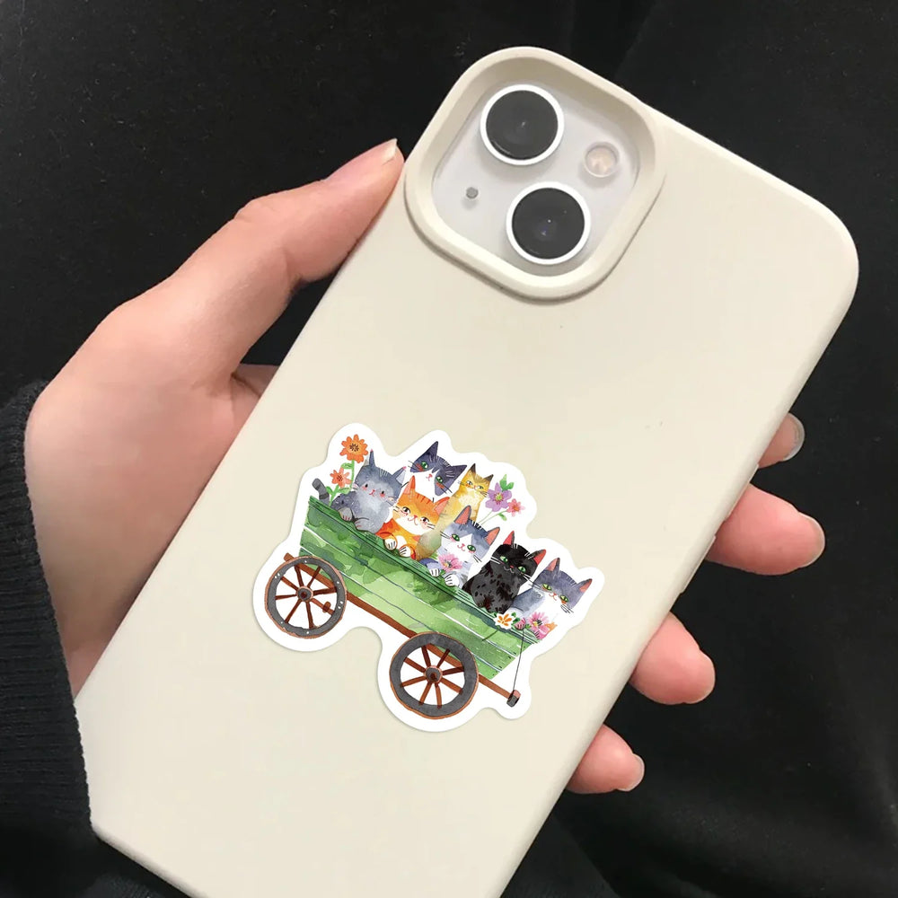 50PCS Cat Meme Funny Animals Stickers Art Toy DIY Kids Notebook Luggage Motorcycle Laptop Refrigerator Decals Graffiti (Online Order Only)