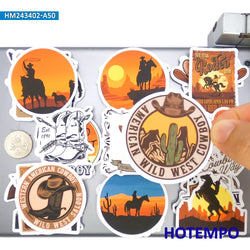 20/30/50Pieces, Cowboy Stickers, America Wild West, Rodeo Show, Funny Retro Pattern, for DIY Creative Decoration, Sticker Toys (ONLINE ORDER ONLY)