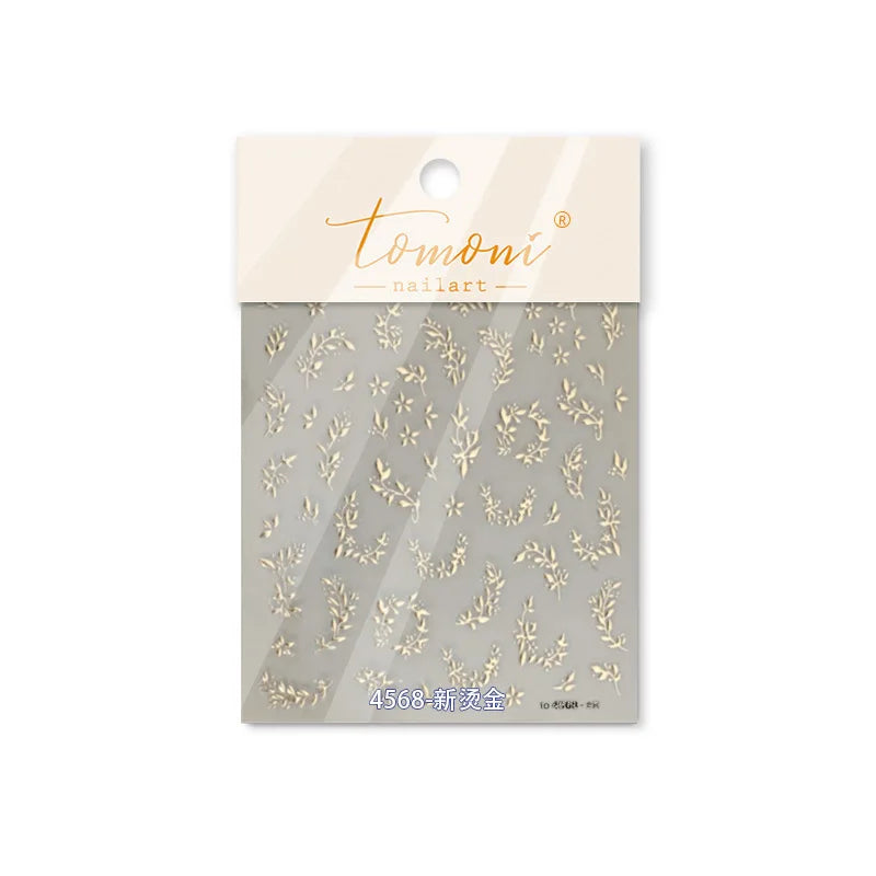 Hot Stamping Silver Rose Gold Tender Leaf Branches Flower Slash Leaves Maple Leaves Ginkgo Plant Flower Nail Art Stickers Decals (ONLINE ORDER ONLY)