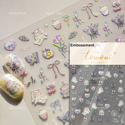 Colourful Field Bouquet Flower Spring Field Violet Daisy Bowknot Butterfly 5D Relief Adhesive Nail Art Stickers Manicure Decals (ONLINE ORDER ONLY)
