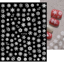 3D Gold Glitter Snowflake Nail Sticker Winter Reflective Elk Star Balloon Christmas Tree Foil Xmas New Year Decal Tips Decoratio (ONLINE ORDER ONLY)