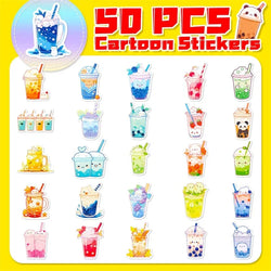 10/30/50PCS Panda Pearl Milk Tea PVC Sticker Aesthetic Children's Decoration Scrapbooking Stationery School Supplies for Kids (Online Order Only)