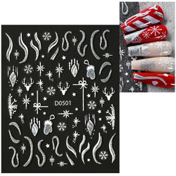 1pc Christmas Nail Sticker 3D Gold Glitter Snowflake Elk Penguin Bells Design Adhesive Nail Slider Decals Winter Manicure Decor* (Online Order Only)