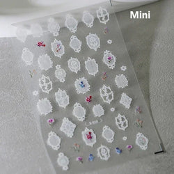 Retro Rose Gold Silver Totem Picture Photo Frame Flower 5D Self Adhesive Nail Art Stickers 5D Shiny Rhinestone Manicure Decals (ONLINE ORDER ONLY)