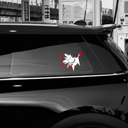 Cartoon Cerberus Stickers,cute&funny Three-headed dog brething fire,White and Black，For Cars, Trucks, Walls, Motorcycles (ONLINE ORDER ONLY)