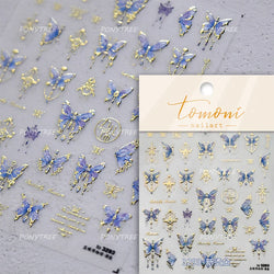 Chic Butterfly Flower Lily Lilium Narcissus Line Beautiful Blue Pearl Self Adhesive Nail Art Stickers Decorations Manicure Decal (Online Order Only)