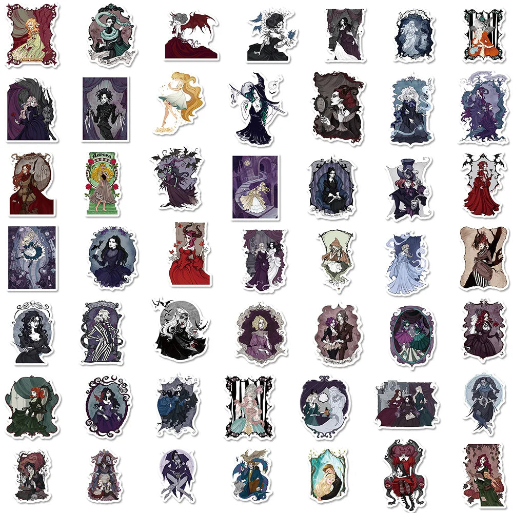 10/30/50/100PCS Cool Gothic Anime Princess Witch Stickers Decals Skateboard Laptop Motorcycle Luggage Funny Waterproof Sticker (ONLINE ORDER ONLY)