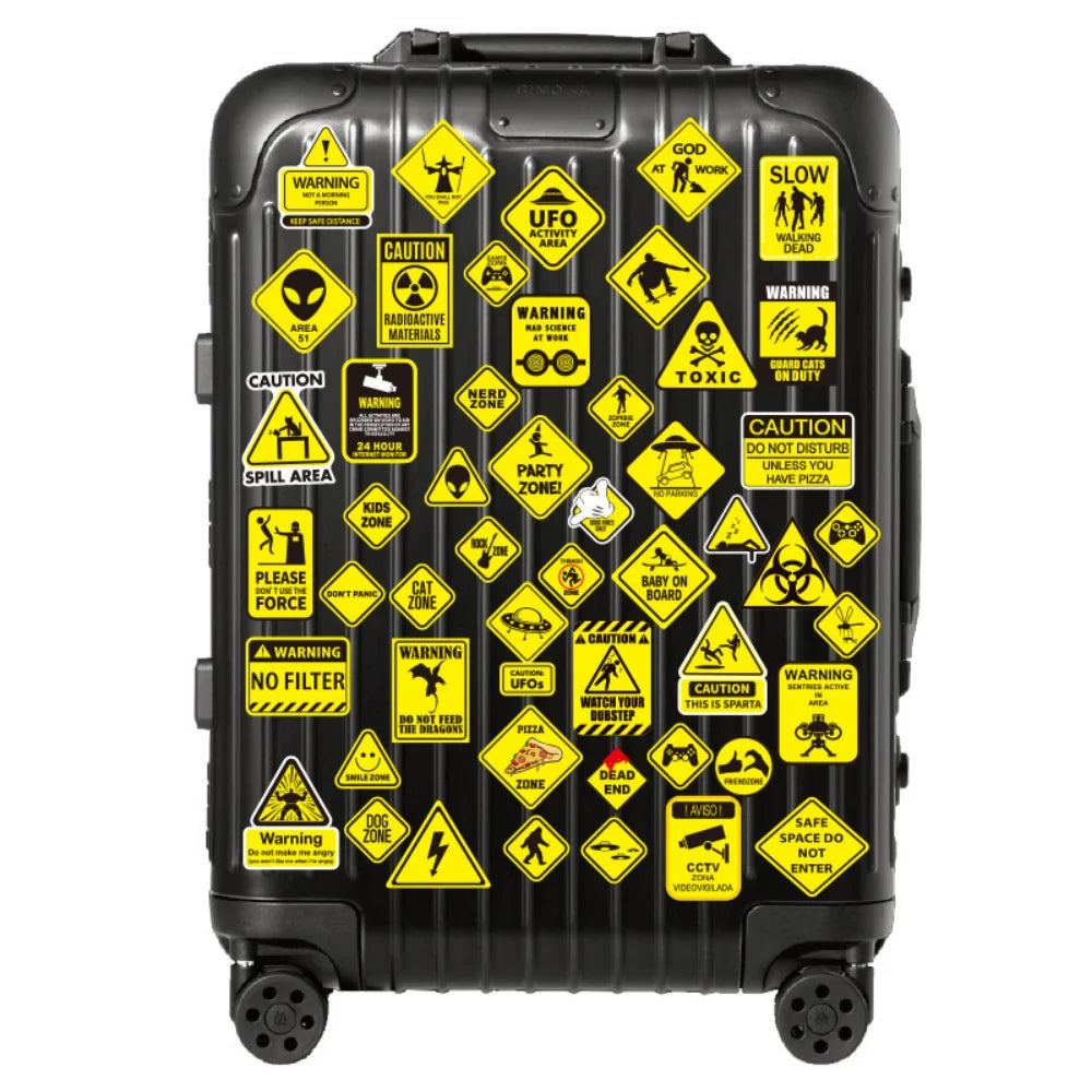 10/50pcs Funny Warning Stickers Danger Banning Sign Viny Decal Car Scooter Motorcycle Suitcase Violation Sticker Classic Toy (Online Order Only)
