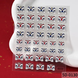 1pcs Cute Good Luck Lion Head Nail Art Sticker Chinese New Year 2025 Nail Decal 5D Reliefs Self Adhesive Design Decoras Decals * (ONLINE ORDER ONLY)