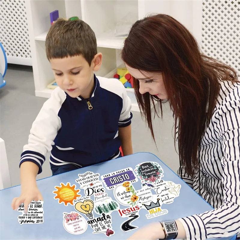 10/30/50PCS Cute Spanish Bible PVC Sticker Aesthetic Decoration Scrapbooking Korean Stationery School Supplies for Kids (ONLINE ORDER ONLY)
