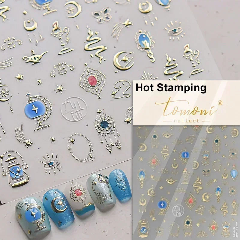 Dark Sword Coiled Snake Cross Butterfly Wing Starburst Starlight Gothic Reptile Animals Nail Art Sticker Festival Manicure Decal (ONLINE ORDER ONLY)