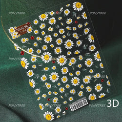 Vivid Honey Bee Ribbon Bowknot Pot Daisy Wreath Flower Shining Tulip Honeycomb Jar Self Adhesive Nail Art Sticker Manicure Decal (ONLINE ORDER ONLY)