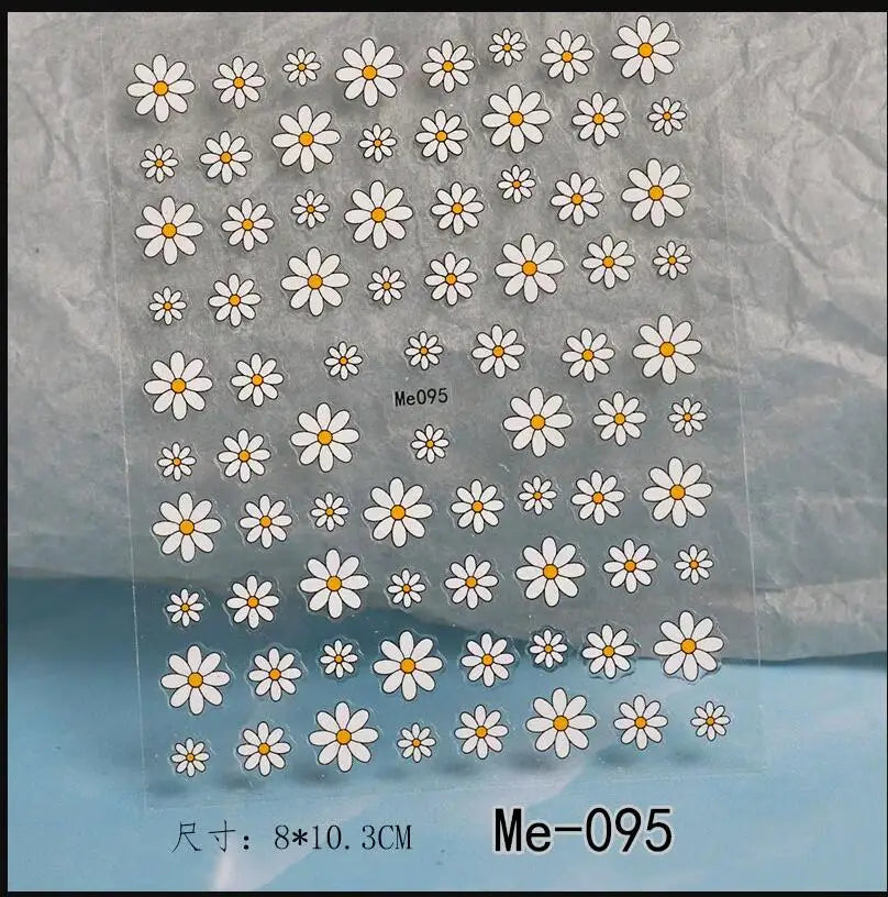1PC Elegant 3D Daisy Flower Nails Art White Florals Petals Flowers Back Glue Nail Stickers Gel Polish Sticky Manicure Decoration (ONLINE ORDER ONLY)