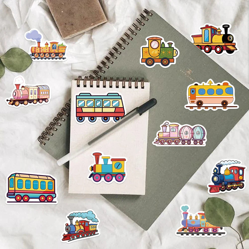 56PCS Cute Cartoon Retro Train Sticker DIY Laptop Luggage Skateboard Graffiti Waterproof Decals Sticker for Kid Toys (ONLINE ORDER ONLY)