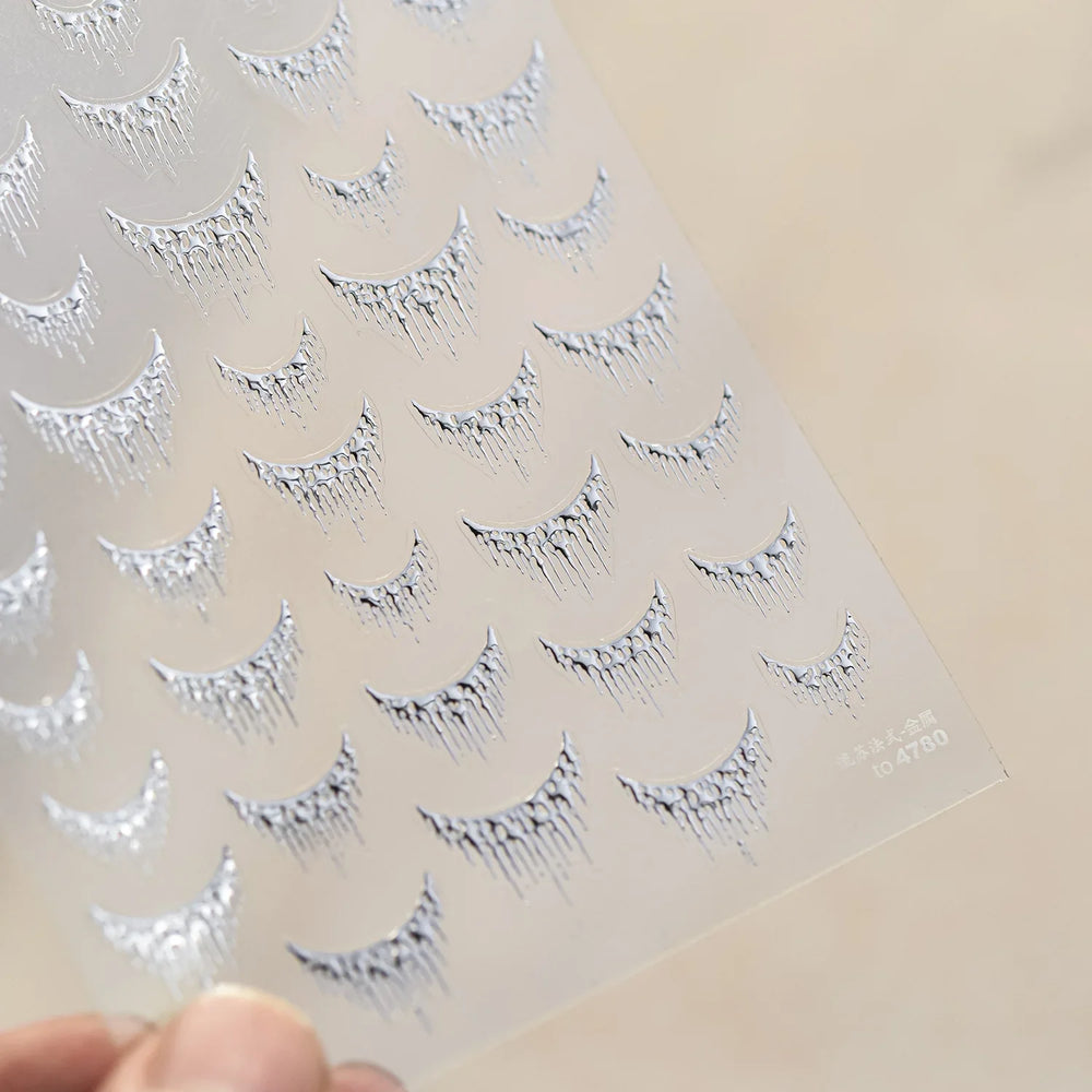 French Romantic Tassel Crescent Moon Laser Charming Gold Silver Arc Self Adhesive Nail Art Stickers Hot Stamping Manicure Decals (Online Order Only)
