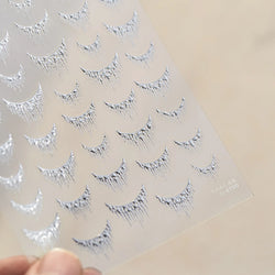 French Romantic Tassel Crescent Moon Laser Charming Gold Silver Arc Self Adhesive Nail Art Stickers Hot Stamping Manicure Decals (Online Order Only)