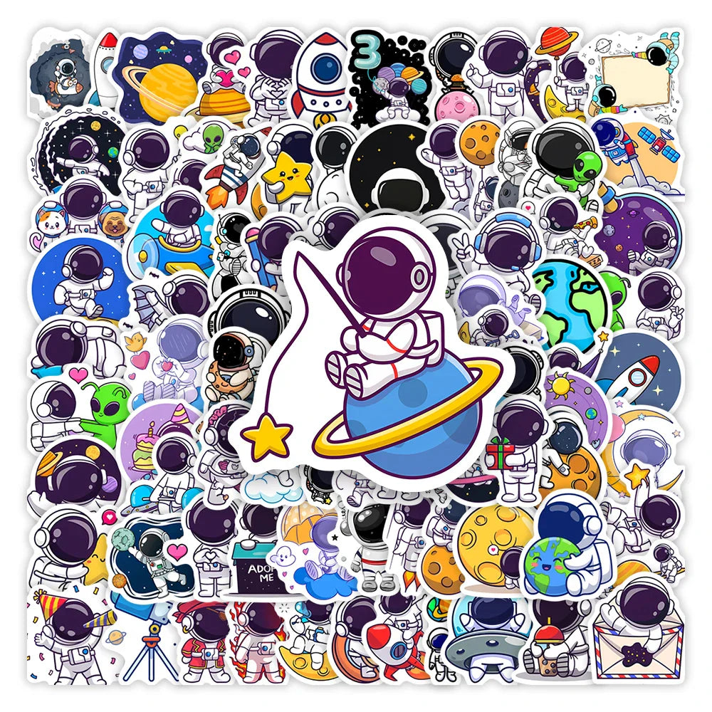 Cute Cartoon Astronaut Stickers Space DIY Kids Toys Gift Decoration Decal for Laptop Scrapbook Phone Luggage Bottles Waterproof (ONLINE ORDER ONLY)