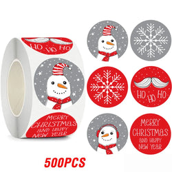 100-500pcs Merry Christmas Gift Decorative Stickers Round Thank You Labels Handmade Candy Biscuits Package Christmas Sticker (ONLINE ORDER ONLY)
