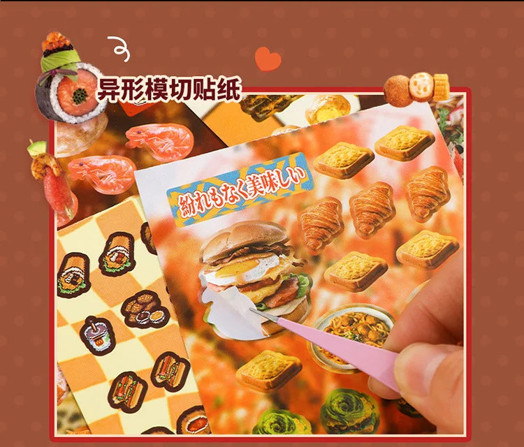 25 Pages Ins Retro Cute Food Cake Decorative Stickers Book Scrapbooking Phone Case DIY Journal Collage Material Sticker Gift (ONLINE ORDER ONLY)