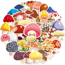 Cute Mushroom Stickers Pack - Waterproof Cartoon Decals for Laptop, Guitar, Luggage, Car, Kid Toy (Online Order Only)