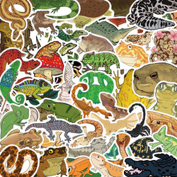 50pcs Funny Cartoon Reptile Stickers For Luggage Laptop Guitar Phone Skateboard Waterproof Graffiti Vinyl Bicycle Car Decals (ONLINE ORDER ONLY)