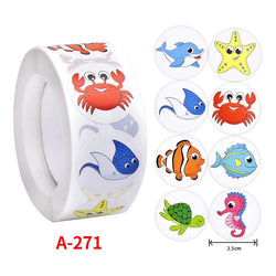 500Pcs Children's Cartoon Animal Stickers Baby Stickers Kindergarten Inspirational Little Red Flower Reward Roll Stickers (Online Order Only)