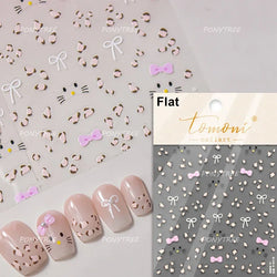 Colourful Tender Bowknot Embossment Shiny Tie Delicate Elegant 3D 5D Self Adhesive Nail Art Stickers Rhinestone Manicure Decals (ONLINE ORDER ONLY)