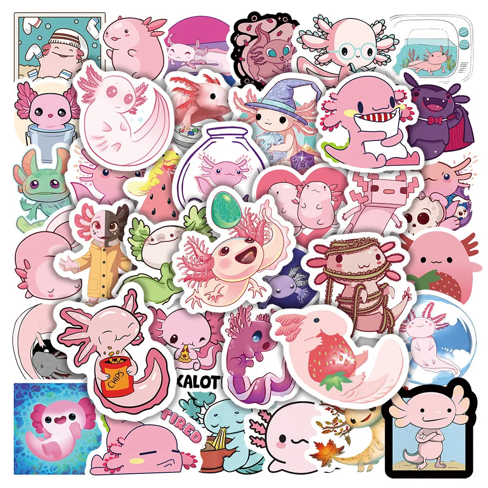 50Pcs Cute Salamander Stickers for Helmet, Wall, DIY Decor (Online Order Only)