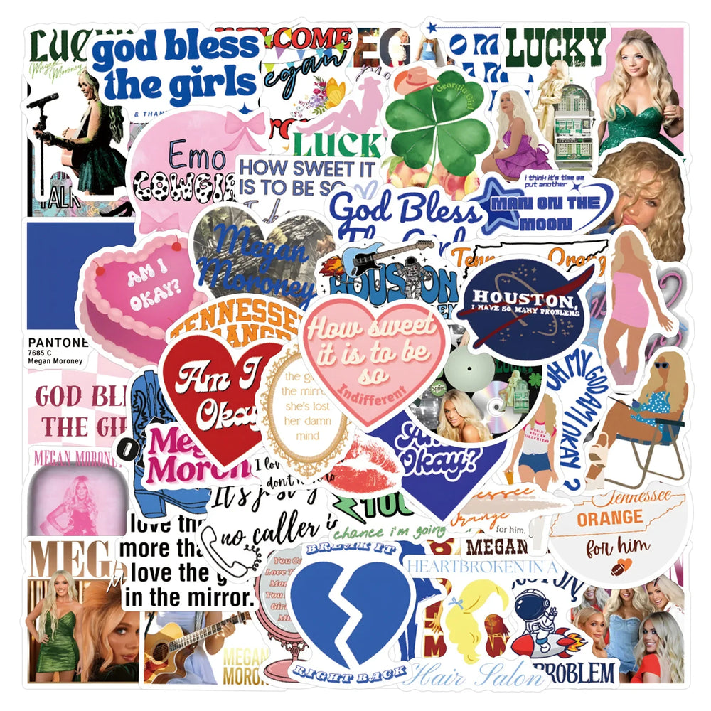 Megan Moroney Stickers Pack - Country Singer Fan Decals for Laptop, Guitar, Skateboard, Cup (ONLINE ORDER ONLY)