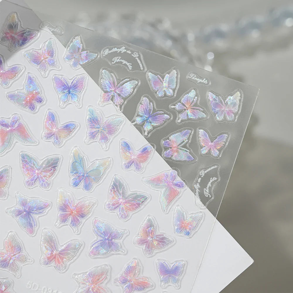 1pcs Pink Christmas Nail Stickers Shiny Shell Light Nail Art Parts Stickers Cute Snowflakes Star Wreath Nail Decorations Decals* (ONLINE ORDER ONLY)