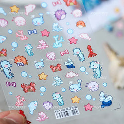 Conch Starfish Shell Beach Fish Star Ocean Colorful Water Bubbles Summer Delicate Self Adhesive Nail Art Stickers Manicure Decal (ONLINE ORDER ONLY)