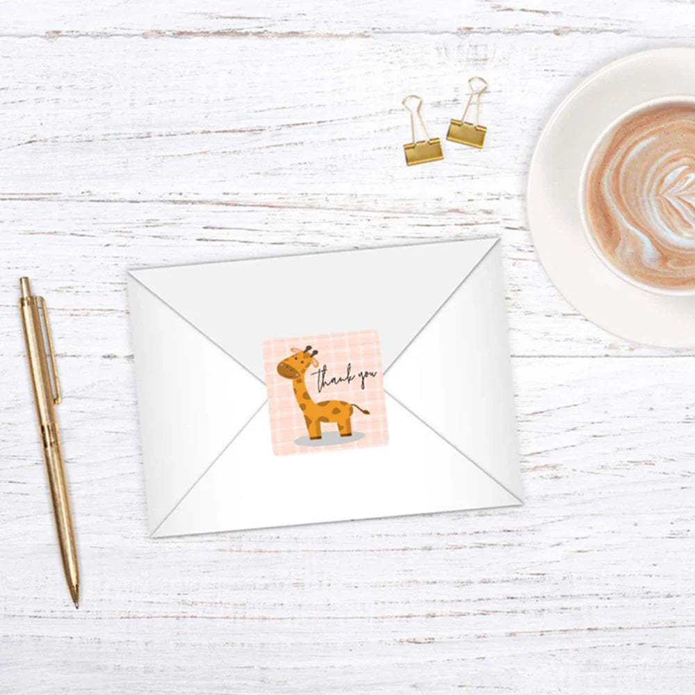 50-300pcs Cartoon Thank You Stickers Animal Adhesive Seal Labels for Business Cards Handmade Gift Decoration Labels Kids Rewards (Online Order Only)