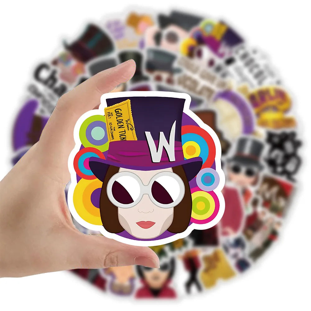 10/30/50PCS The Chocolate Factory Stickers Funny Cartoon Stciekrs Graffiti DIY Scrapbook Luggage Laptop Phone Car Bike Decals (ONLINE ORDER ONLY)