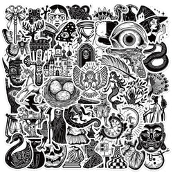 Gothic Black White Stickers Waterproof Decals for Laptop Phone Guitar Skateboard (ONLINE ORDER ONLY)
